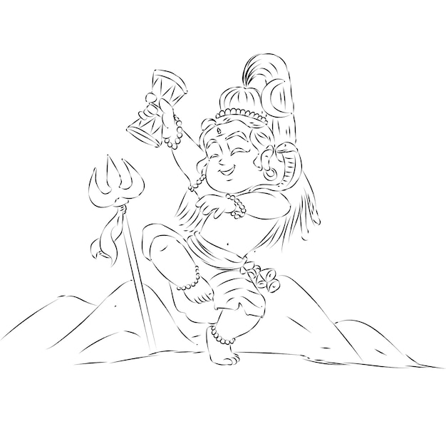 Vecteur un croquis dessiné à la main du garçon shiva