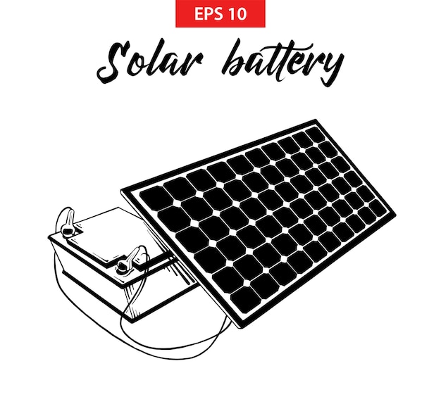 Croquis Dessiné à La Main Du Panneau De Batterie Solaire