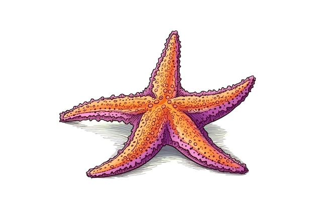 Croquis Dessiné à La Main D'étoile De Mer Colorée Conception D'illustration Vectorielle