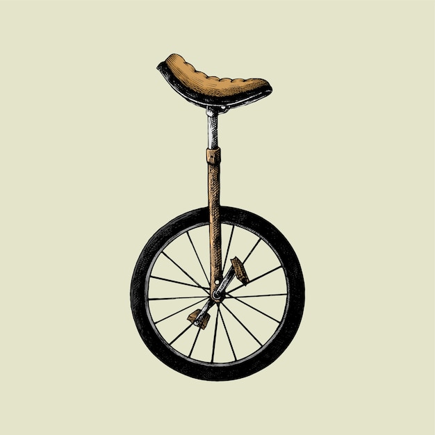 Vecteur croquis dessiné de main de monocycle à l'ancienne