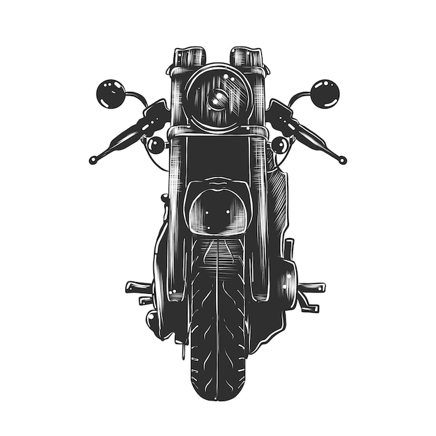 Croquis dessiné main de motocycle en monochrome