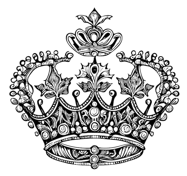 Vecteur croquis dessiné à la main rétro de la couronne royale dans une illustration de style doodle