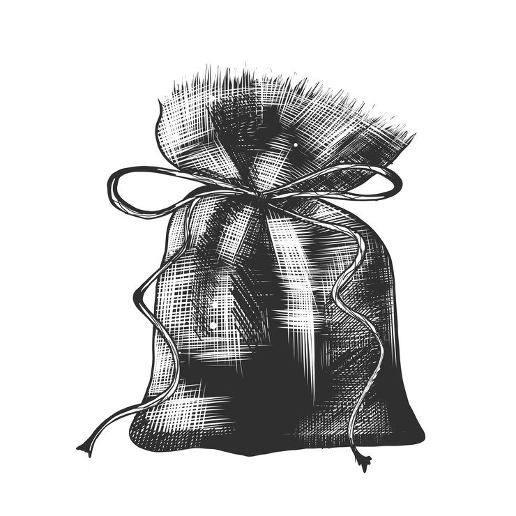 Vecteur croquis dessiné main de sac de café en monochrome