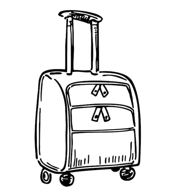 Vecteur croquis dessiné à la main d'une valise style de dessin vintage détaillé la valise contient tous les contours à main levée