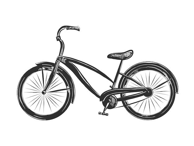 Vecteur croquis dessiné main de vélo en monochrome