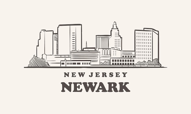 Croquis Dessiné De Newark Skyline New Jersey