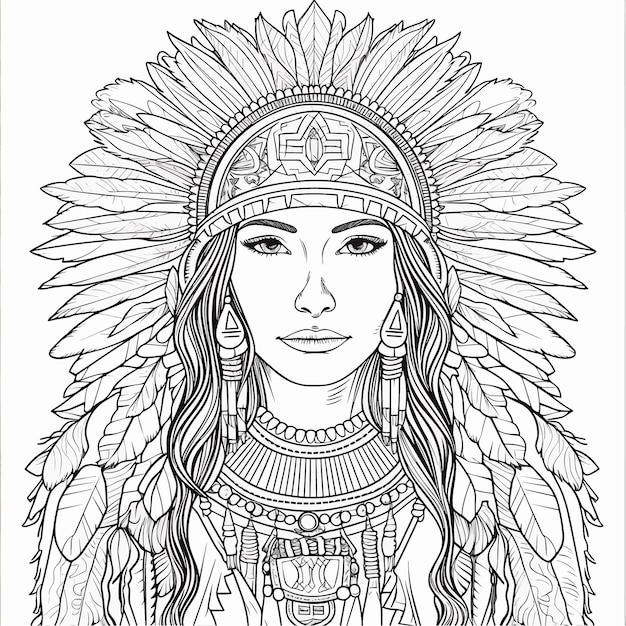 Croquis Dessinés à La Main Dessin Au Trait Unique Page à Colorier Dessin Au Trait Journée Des Femmes Autochtones