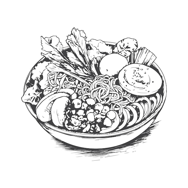 Vecteur croquis dessinés à la main dessin au trait unique vintage indonésie utilisation alimentaire pour l'affiche et l'arrière-plan du logo