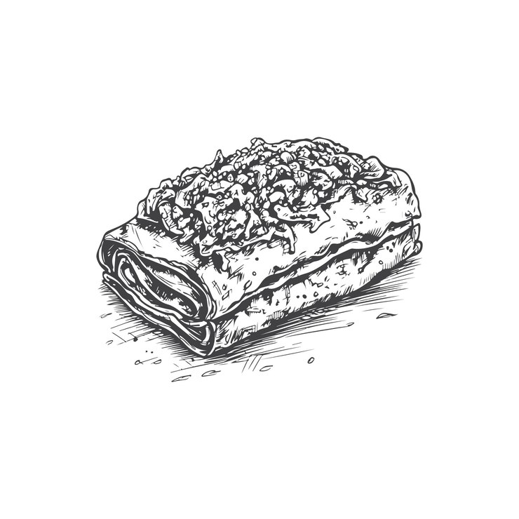 Croquis dessinés à la main sur une seule ligne d'art alimentaire pour l'affiche et l'arrière-plan du logo