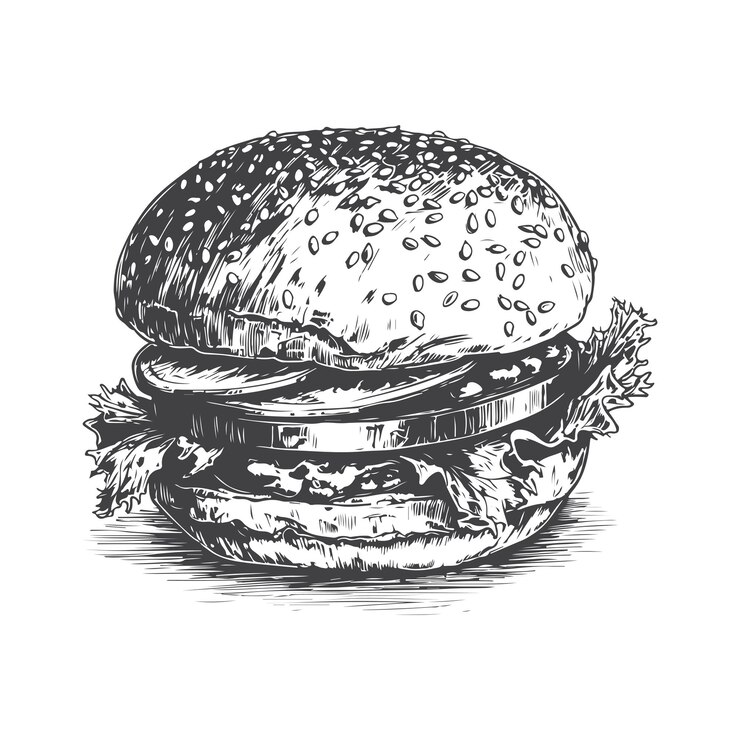 Croquis dessinés à la main sur une seule ligne d'art alimentaire pour l'affiche et l'arrière-plan du logo
