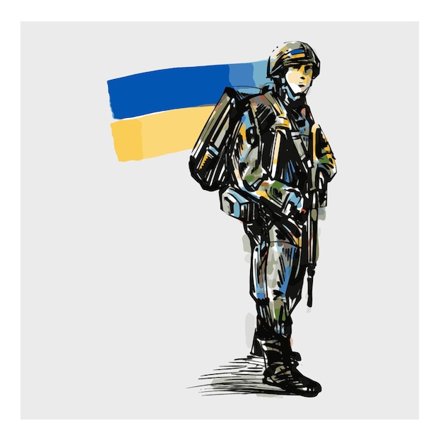 Croquis Du Dessin à La Main De L'armée Ukrainienne