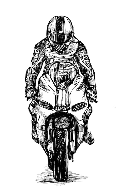 Croquis Du Dessin De Main De Conducteur De Moto