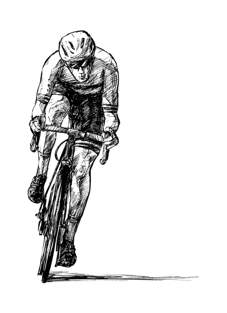 Vecteur croquis du dessin de main de cycliste de route