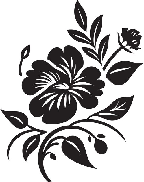 Vecteur des croquis floraux au charbon monochromatique des croquis vectoriels noir natures essence des vecteurs floraux de minuit