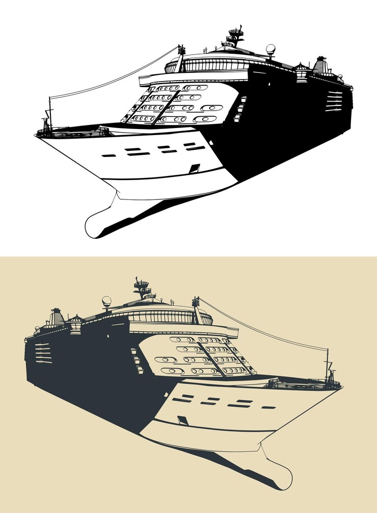 Vecteur des croquis de grands paquebots de croisière