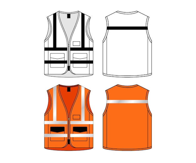 Croquis Graphique Plat De Contour D'uniforme De Sécurité De Veste Sans Manches