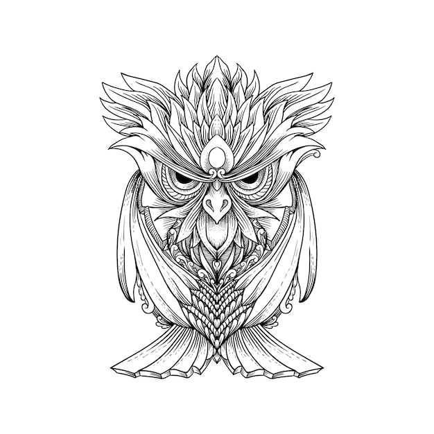 Vecteur croquis hibou dessiné à la main peut être utilisé pour le tatouage, la conception de t-shirt, la décoration.