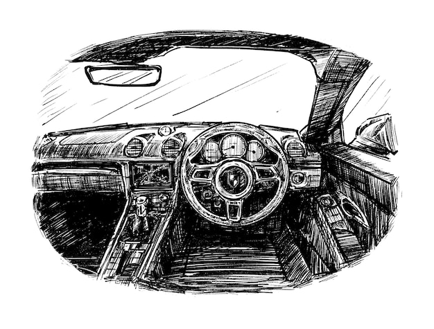 Croquis De L'intérieur De La Main De Voiture Dessiner