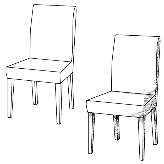 croquis isolé d'une chaise sur fond blanc