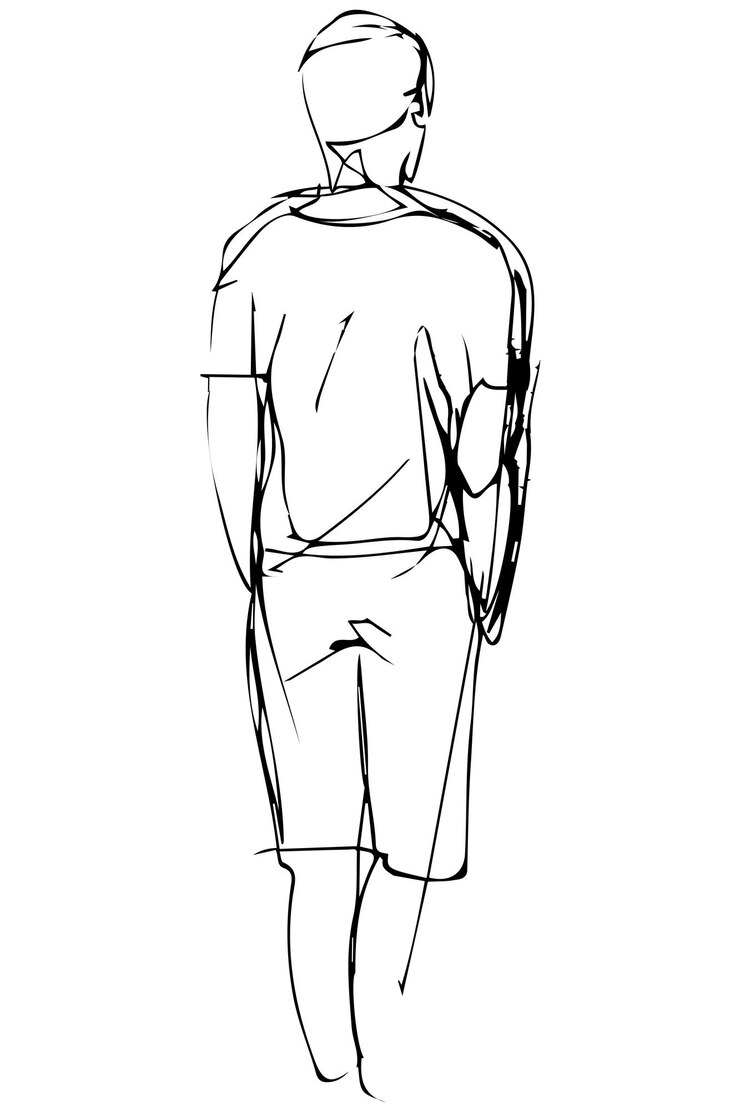 croquis, jeune homme, tourné, awa