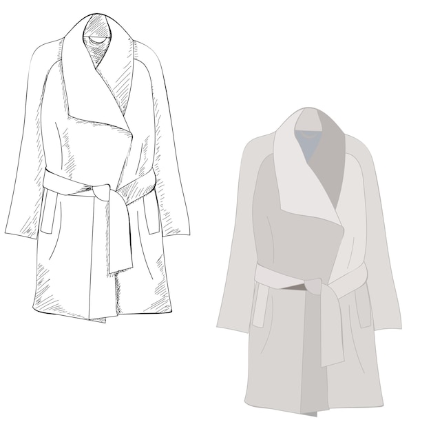 Croquis De Manteau Blanc Sur Fond Blanc