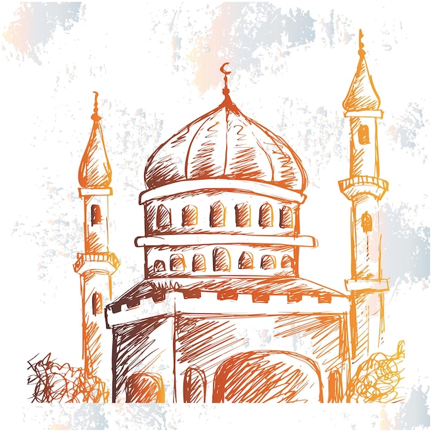 Vecteur croquis de la mosquée dessin à la main illustration