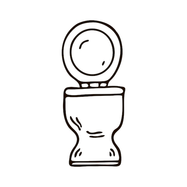 Vecteur croquis noir et blanc d'une cuvette de toilette avec un couvercle