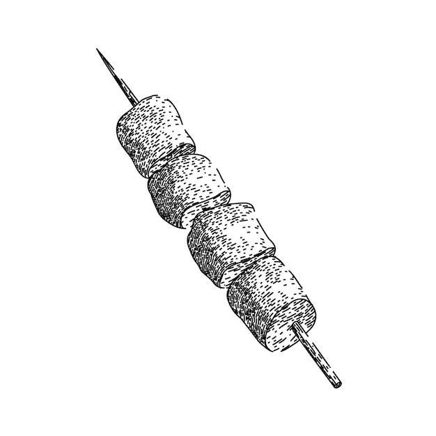 Croquis De Nourriture Brochette De Boeuf Vecteur Dessiné à La Main