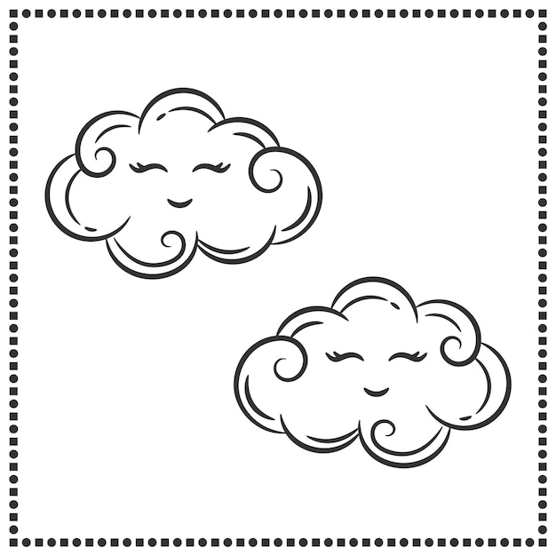 Croquis De Nuage De Dessin Mignon Imprimable à Colorier