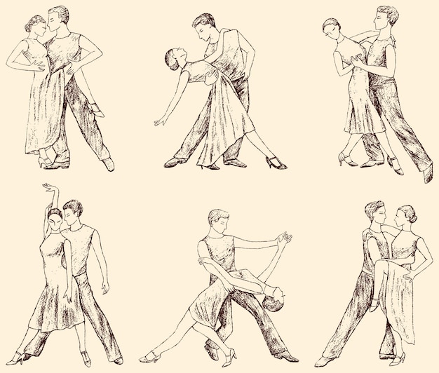 Croquis De Paires De Danseurs