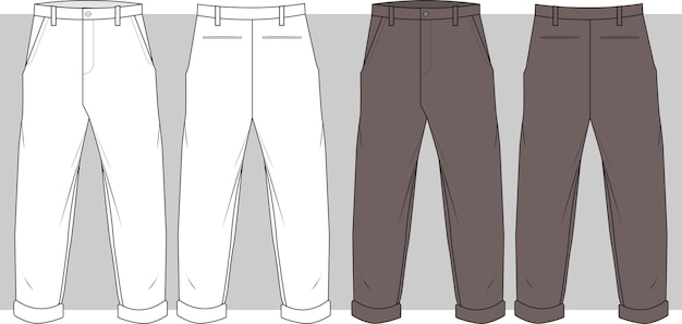 Croquis plat de pantalon formel pour hommes