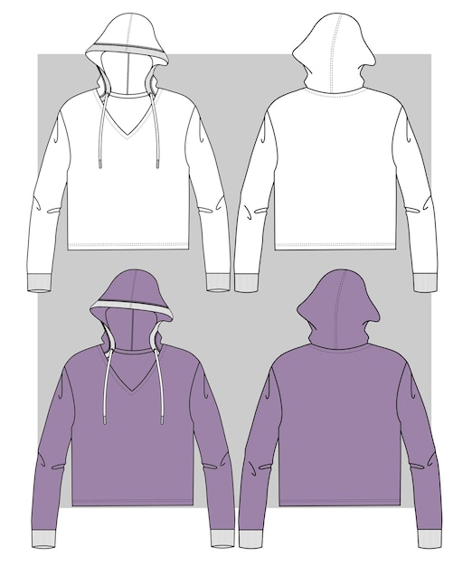 Croquis Plat De Sweat-shirt à Col En V Pour Filles