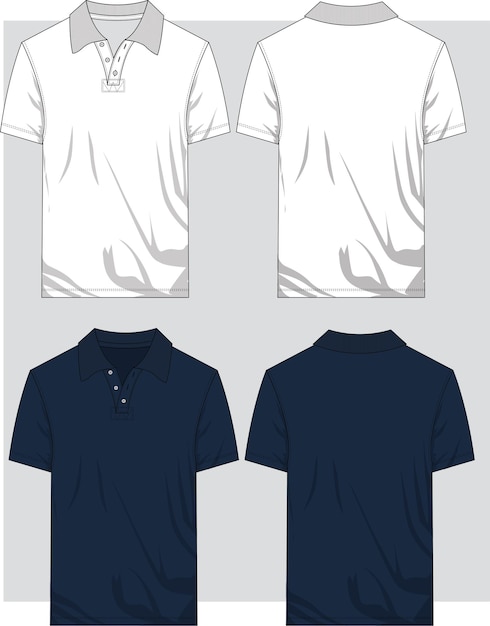 Vecteur croquis plat de t-shirt polo pour hommes