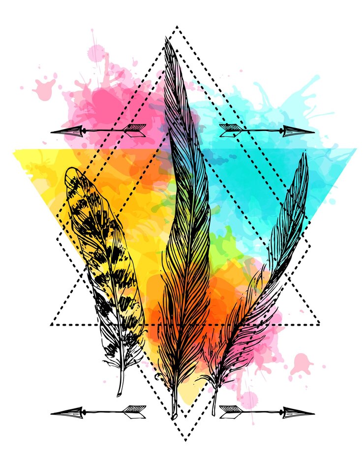 Croquis de plumes Vecteur dessiné à la main belle illustration Style Boho