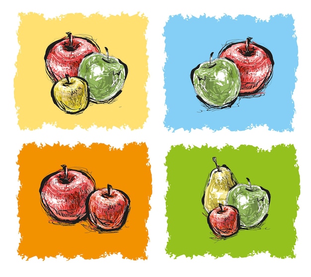 Croquis de pomme vecteur dessiné à la main