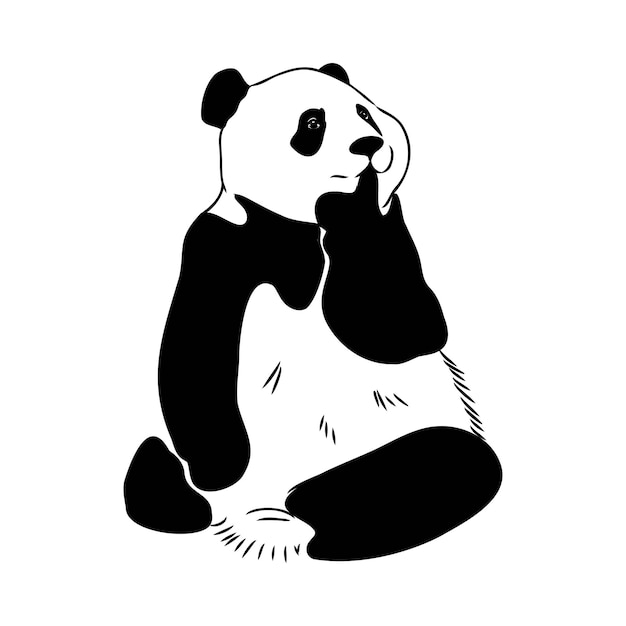 Croquis Réaliste De Vecteur De La Figure De Panda En Illustration Pleine Longueur Dessinée à La Main