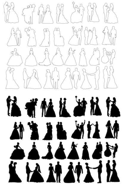 Croquis de la silhouette de mariage de la collection des mariés