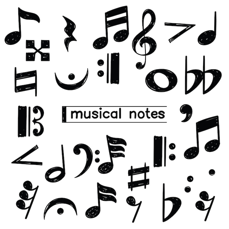 Vecteur croquis de symbole de note de musique doodle