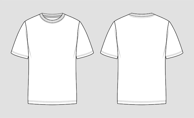 Croquis de T-shirt col rond.