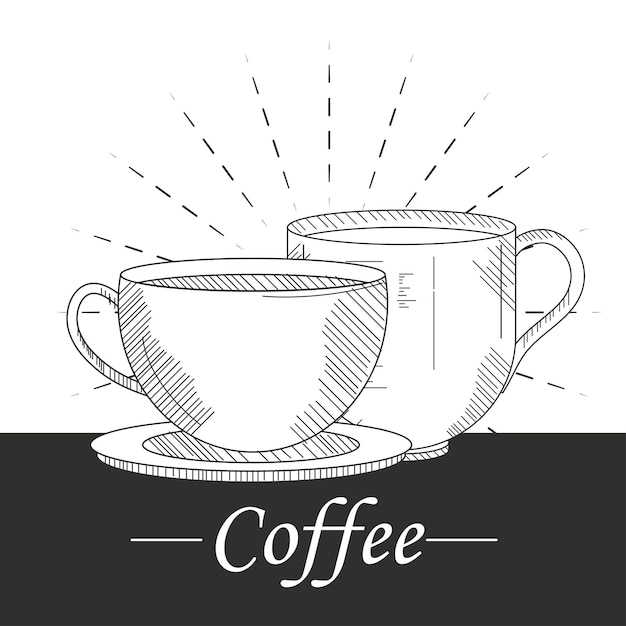 croquis de tasses à café