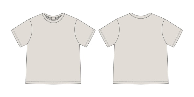 Croquis technique de vêtements t-shirt unisexe Modèle de conception de t-shirt de couleur grise