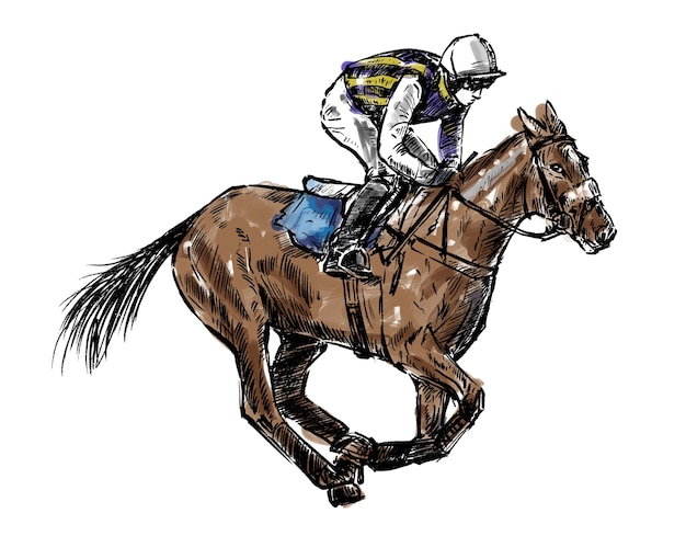 Vecteur croquis de tirage à la main jockey