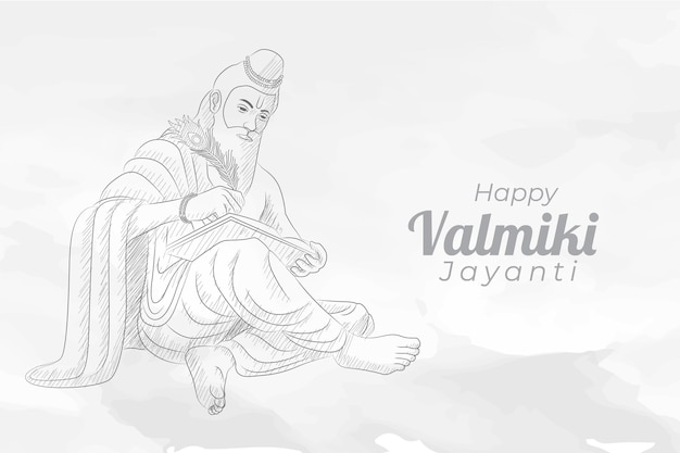 Vecteur croquis de valmiki jayanti carte de voeux