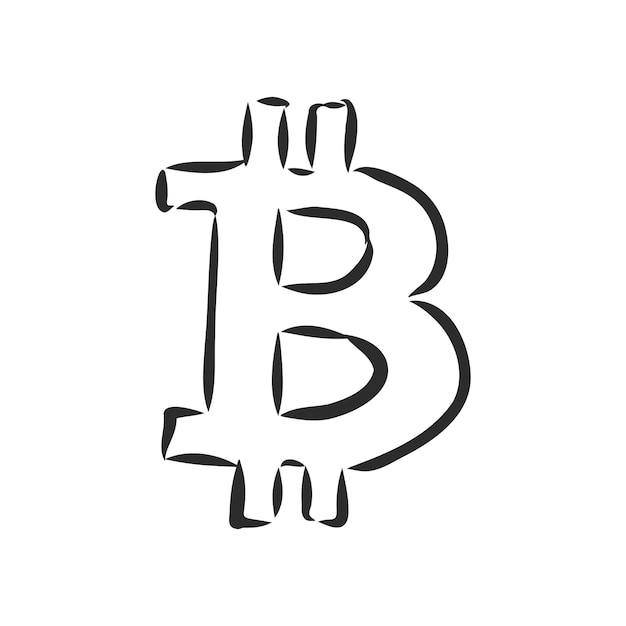 Croquis De Vecteur De Bitcoin De Symbole De Bitcoin Sur Un Fond Blanc