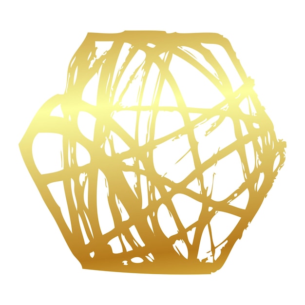 Vecteur croquis de vecteur de dessin à la main simple gribouillis de cadre hexagonal doré ou doré