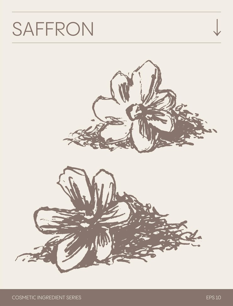 Vecteur croquis de vecteur dessiné à la main d'illustration botanique de safran