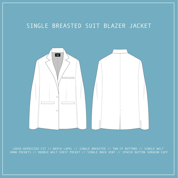 Croquis de vecteur de mode veste blazer sur mesure