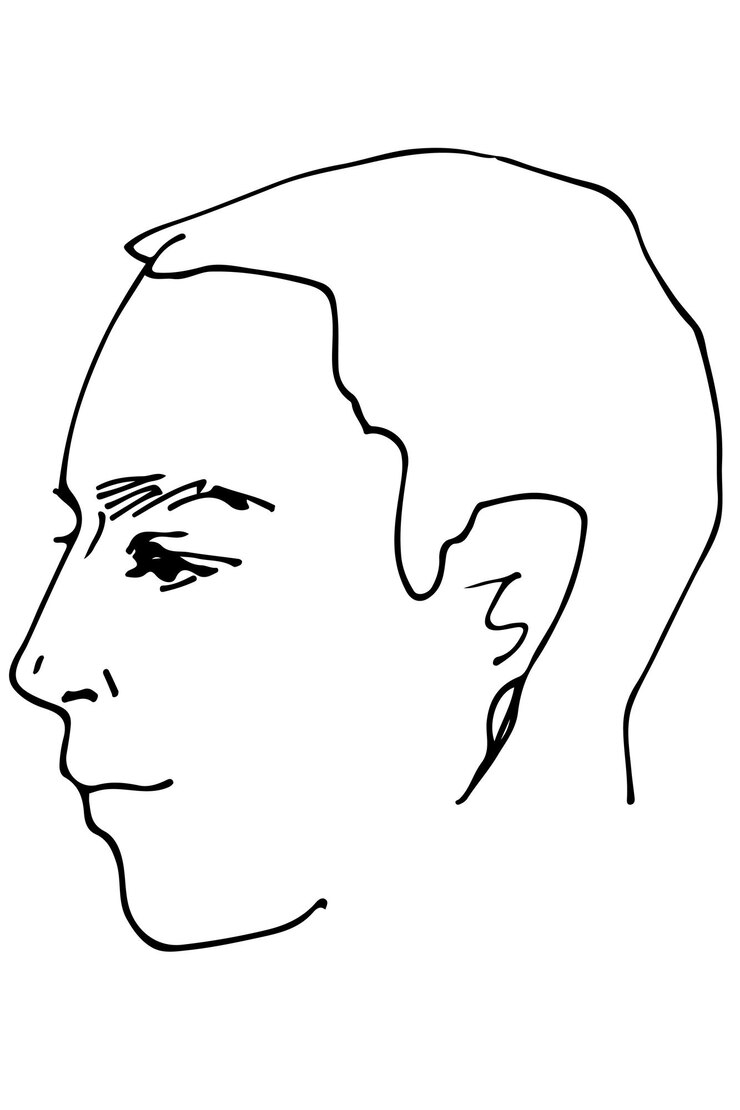 Croquis de vecteur d'un profil de bel homme