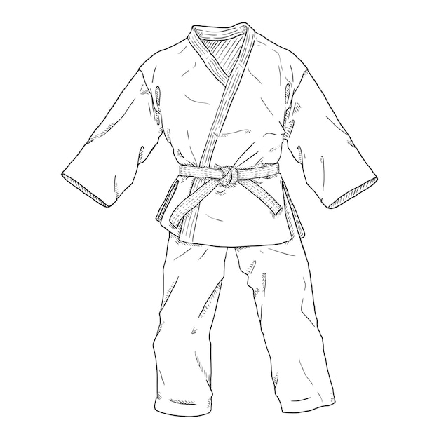 Vecteur croquis vectoriel illustration de kimono de karaté gi