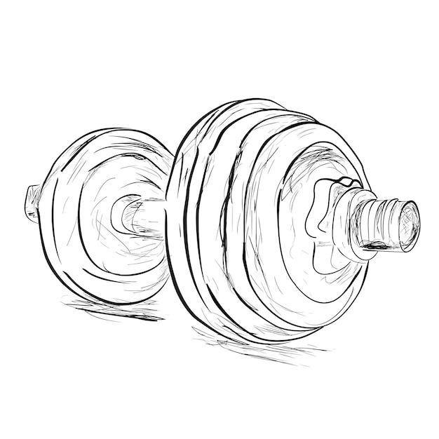 Croquis vectoriel simple d'haltère isolé sur blanc